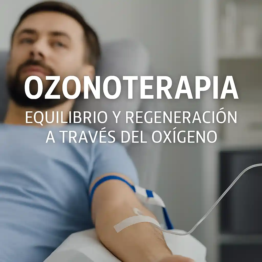 Hombre recibiendo ozonoterapia intravenosa en clínica especializada en Bogotá, terapia regenerativa con oxígeno